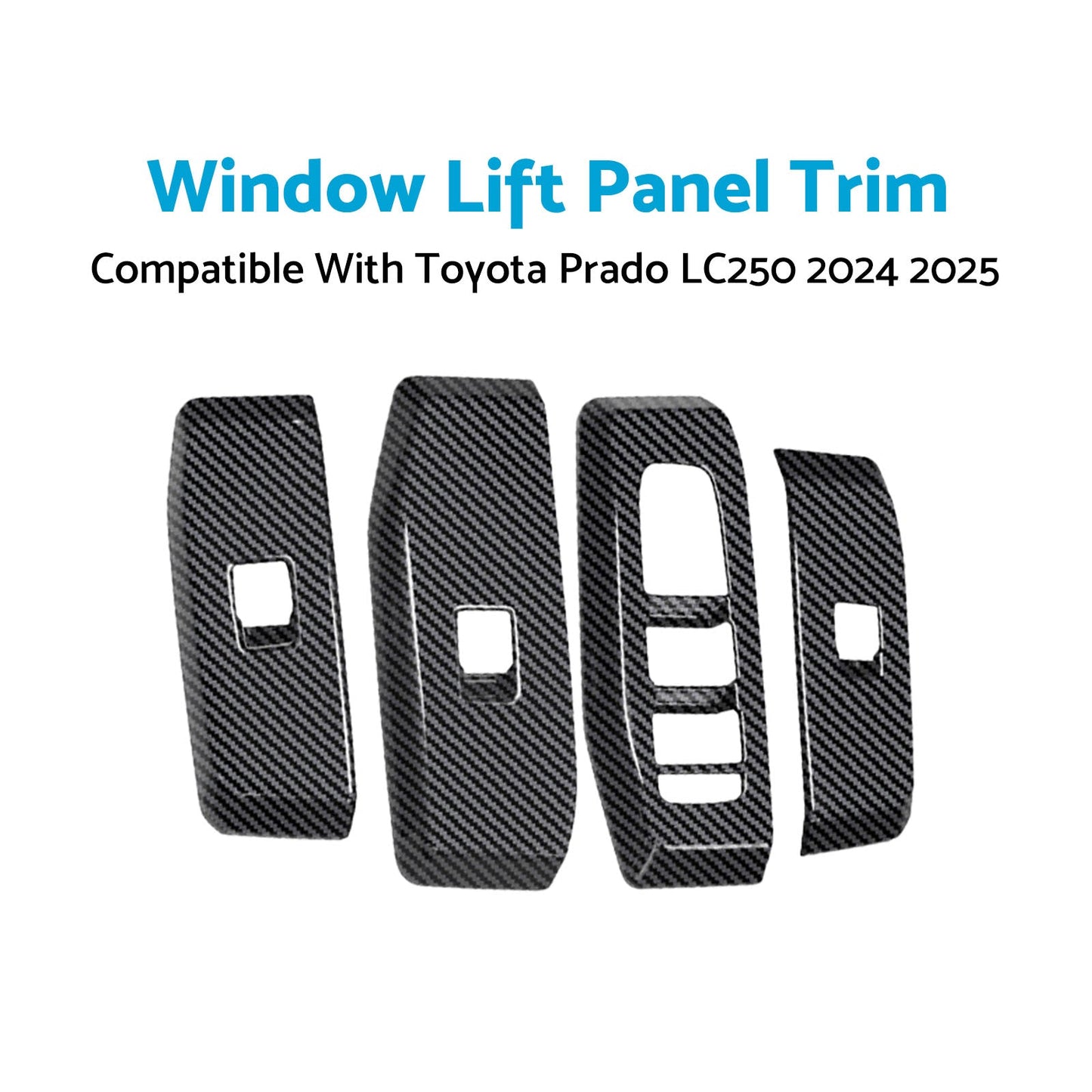 4Pcs Window Lift Panel Trim ABS Carbon Fiber Suitable For Prado LC250 2024-2025