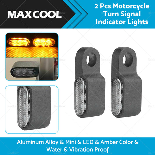 2x Mini LED Motorcycle Turn Signal Indicators Suitable For Amber Blinker Light – Black 3LED