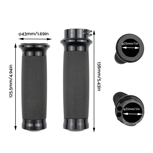 1-inch Pair Black Hand Grip Handle Bar Suitable For Harley-Davidson Touring 2000-2020 / Dyna 2000-2017 / Sportster 2004-2020
