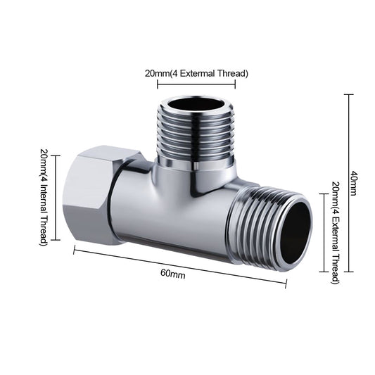 T Connector Toilet Bidet G1/2 3 Way Brass Chrome Diverter T Adapter AU