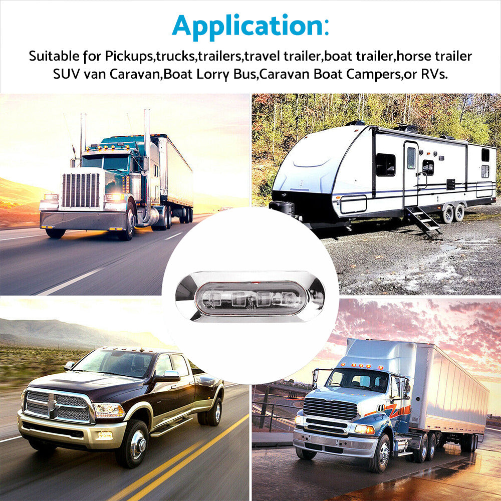 10x LED Clearance Side Marker Lights Suitable For Truck Trailer Caravan Amber & Red