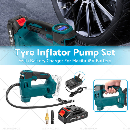 Cordless Portable Tyre Inflator Pump w/ Battery Charger For Makita 18V Battery