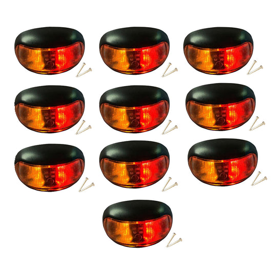 10x 2-LED Clearance Side Marker Lights Suitable For Trailer Truck 12V 24V Red & Amber