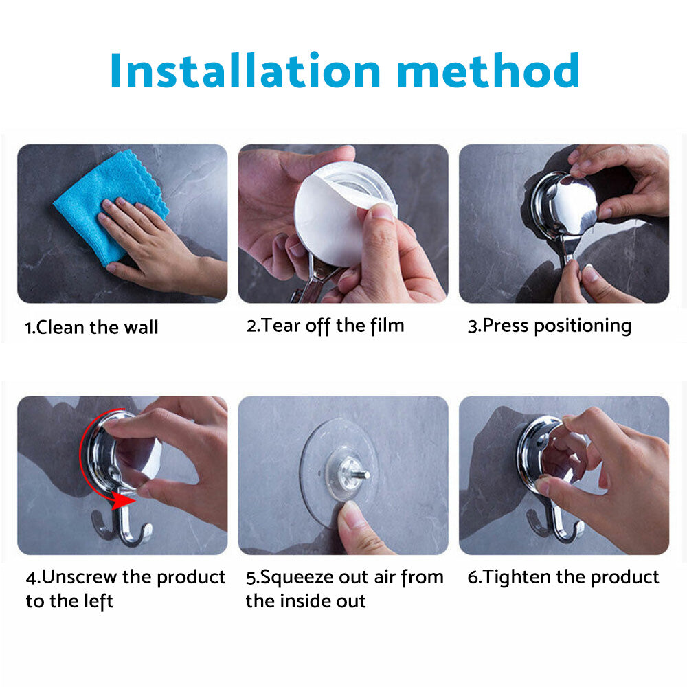 2x Strong Vacuum Suction Cup Hook Suitable For Bathroom and Kitchen Towel Shower Holder