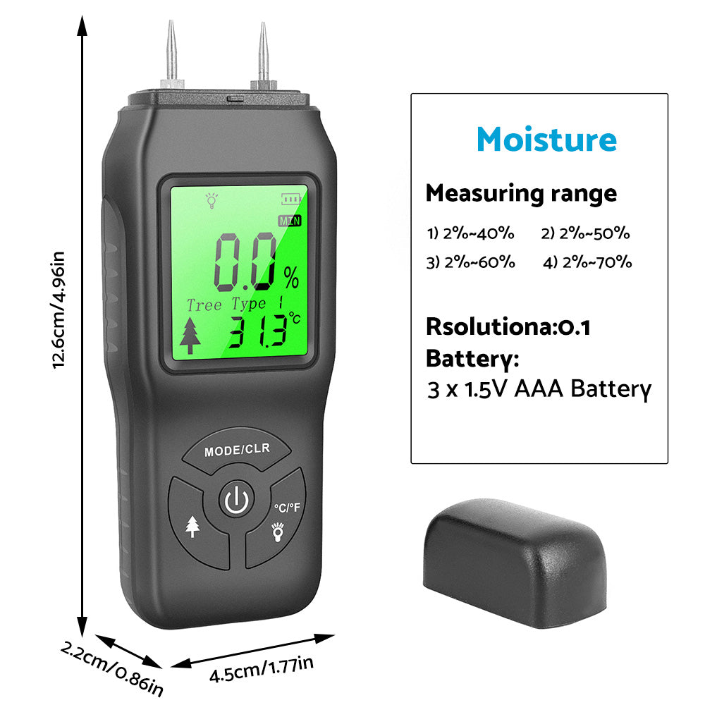 2-Pin Digital LCD Moisture Meter Suitable For Wood, Damp Detection & Caravan Testing