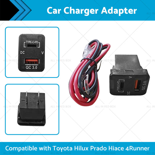 TYPE C VOLT QC 3. 0 USB CHARGER Suitable for Toyota Hilux Prado BLUE LED 12v