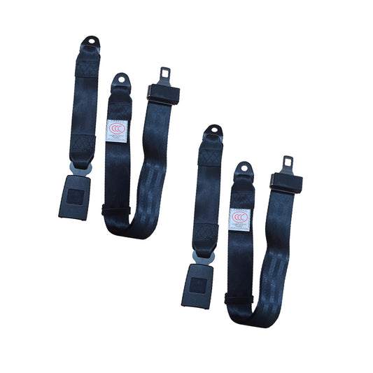 2x 2-Point Retractable Adjustable Lap Sash Seat Belt Strap Suitable For Car & Truck