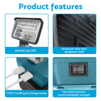 {{ 4in LED Work Light Suitable For Makita 18V Li-Ion Battery Workshop Flashlights }} - Buy Car Parts Online at {{ Kaka Auto Parts }}.