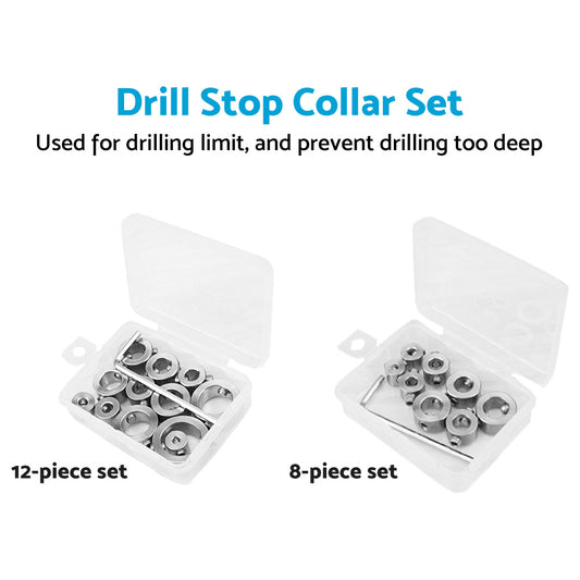 Drill Stop Collar Set 3mm-16mm Drilling Bit Depth Stopper Ring Woodworking