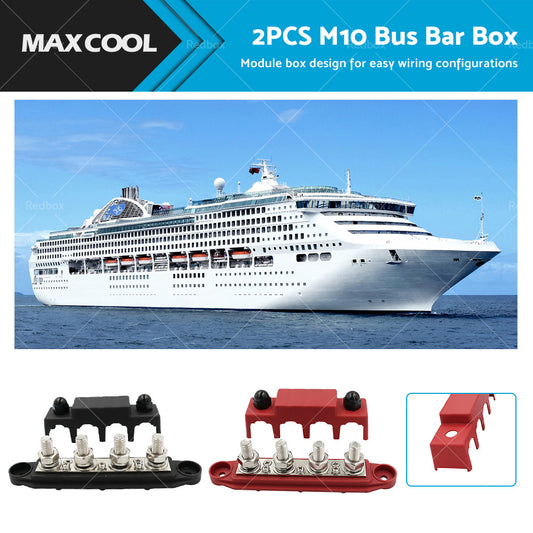 {{ 2PCS M10 4 Post 250A DC 48V Studs Bus Bar Power Distribution Box Terminal Block }} - Buy Car Parts Online at {{ Kaka Auto Parts }}.
