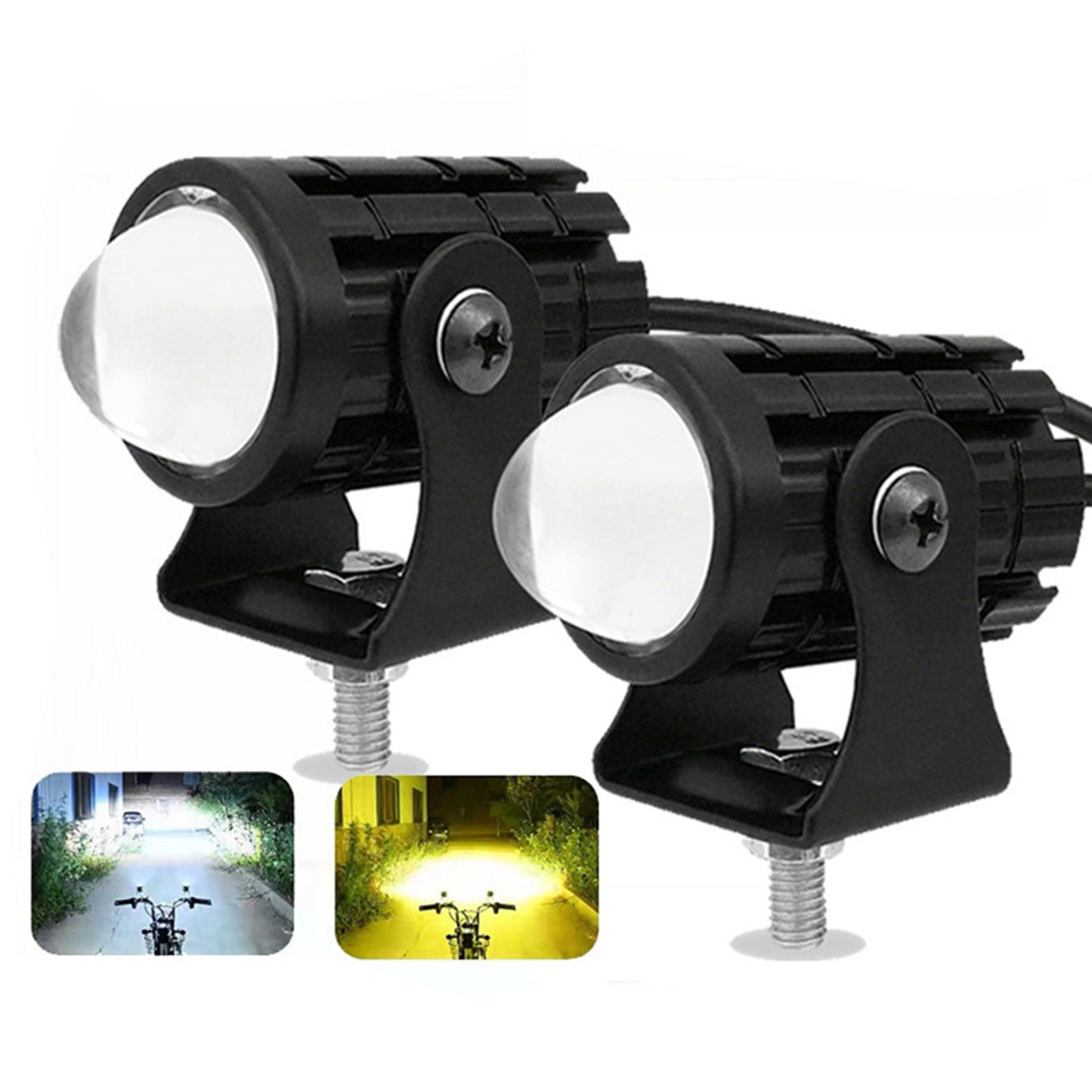 2X LED Motorcycle Headlight Spot Lights Car Driving Fog Lamp Yellow White 12-24V