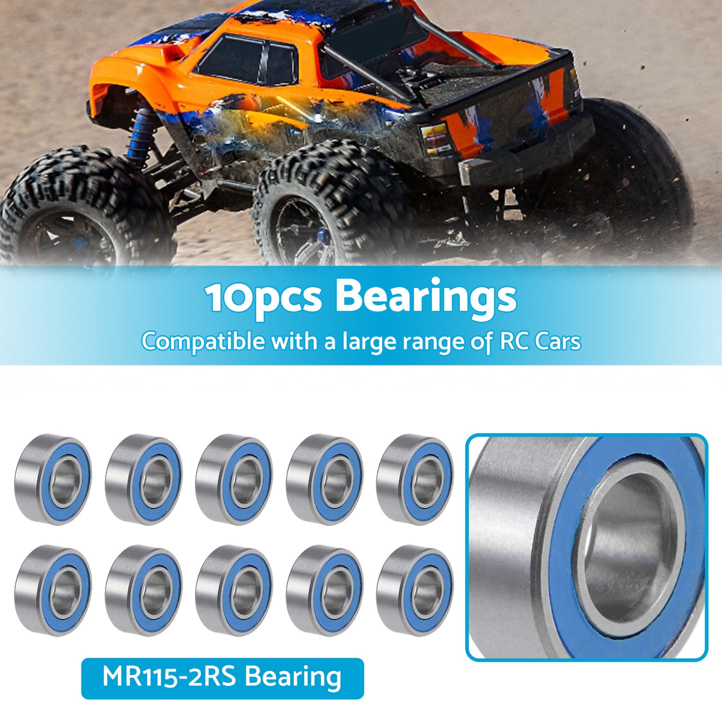 {{ 5x11x4mm Bearings For RC Tamiya 1150 HPI MR115-2RS Savage Traxxas Axial Losi }} - Buy Car Parts Online at {{ Kaka Auto Parts }}.