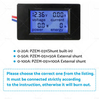{{ DC 6. 5~100V 20-50-100A LCD Digital Combo Panel Display Volt Amp Power Watt Meter }} - Buy Car Parts Online at {{ Kaka Auto Parts }}.