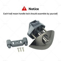{{ 2x Zinc Alloy Half Moon Handle Push Lock Knob For Camper RV Kitchen Cabin Black }} - Buy Car Parts Online at {{ Kaka Auto Parts }}.