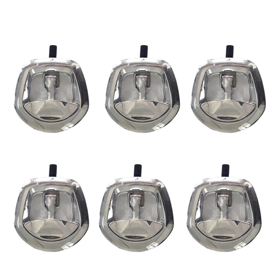 6x Chrome Power Operated Recessed Folding Whale Tail T-Lock Handle Set Suitable For Toolbox