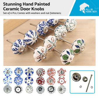compare product 6 Pcs Cupboard Door Knobs Handles Drawer Pull Vintage Ceramic Knob Shabby Chic