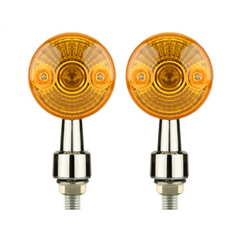compare product 4x Chrome Motorcycle Turn Signal Lights Amber Indicators Blinker Universal Bulb