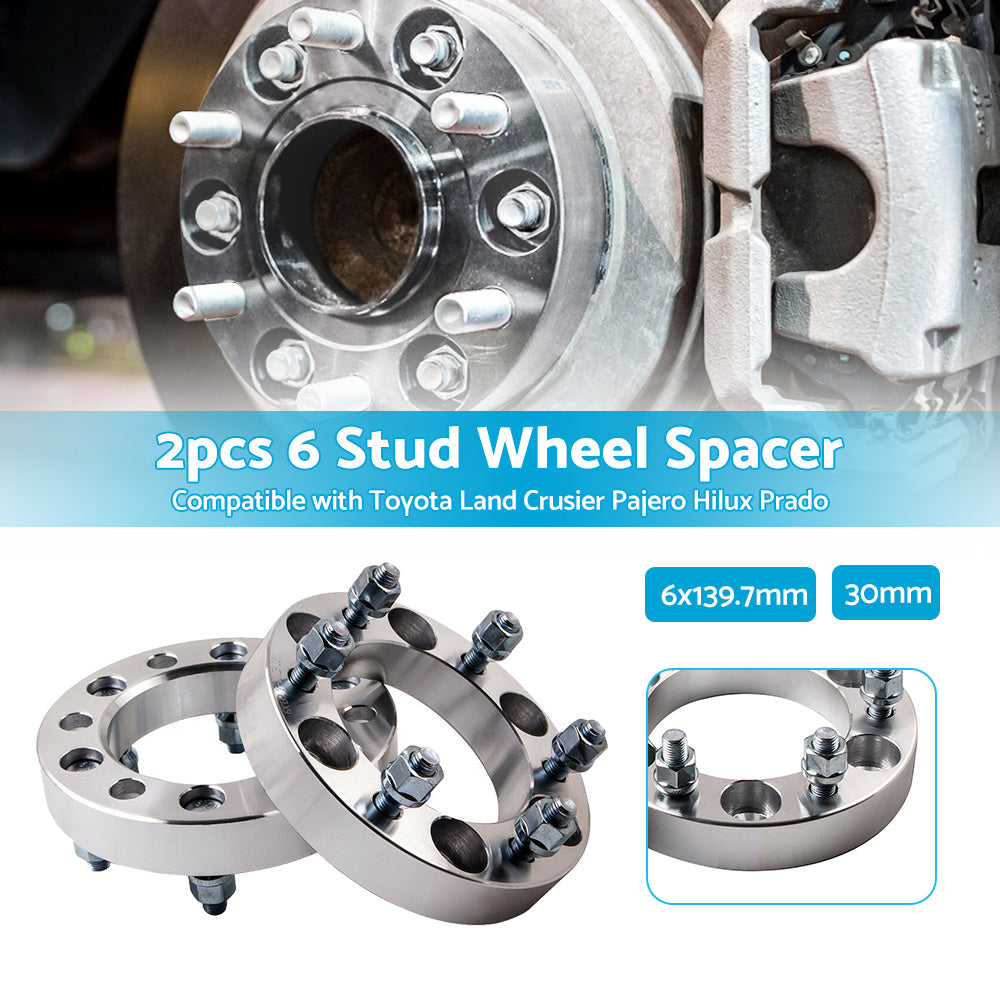 {{ 2x Wheel Spacer 30mm 6 Stud Suitable For Toyota Landcruiser Pajero Hilux Prado }} - Buy Car Parts Online at {{ Kaka Auto Parts }}.