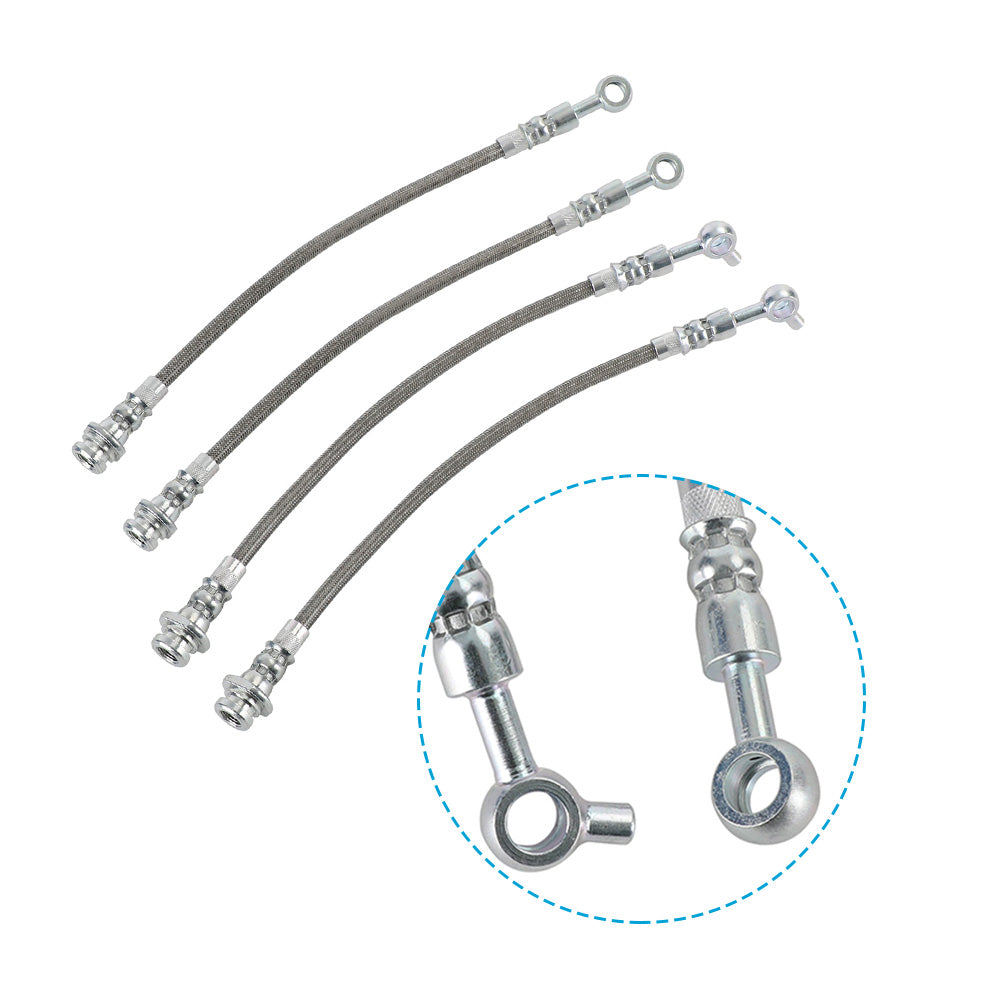 Front & Rear Braided Brake Line Hose Set Suitable For Nissan Patrol GQ Y60 1988–1997 / Ford Maverick DA 1988–1994