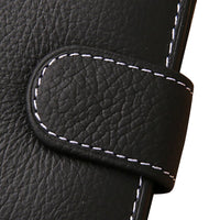 Men's Bi-Fold Wallet Black Top Layer Cowhide Leather With Card Slots & Coin Pocket