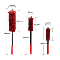 Set of 3 Wheel Woolies Luxury Super Plush Soft Alloy Wheel Cleaning Brush Kit