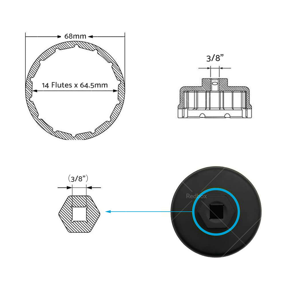 {{ Oil Filter Wrench Cap Socket Housing Removal Tool Suitable For Land Cruiser }} - Buy Car Parts Online at {{ Kaka Auto Parts }}.