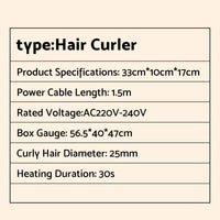 25mm Ceramic Triple Barrel Hair Curler Curling Iron Wave Wand Salon Styler