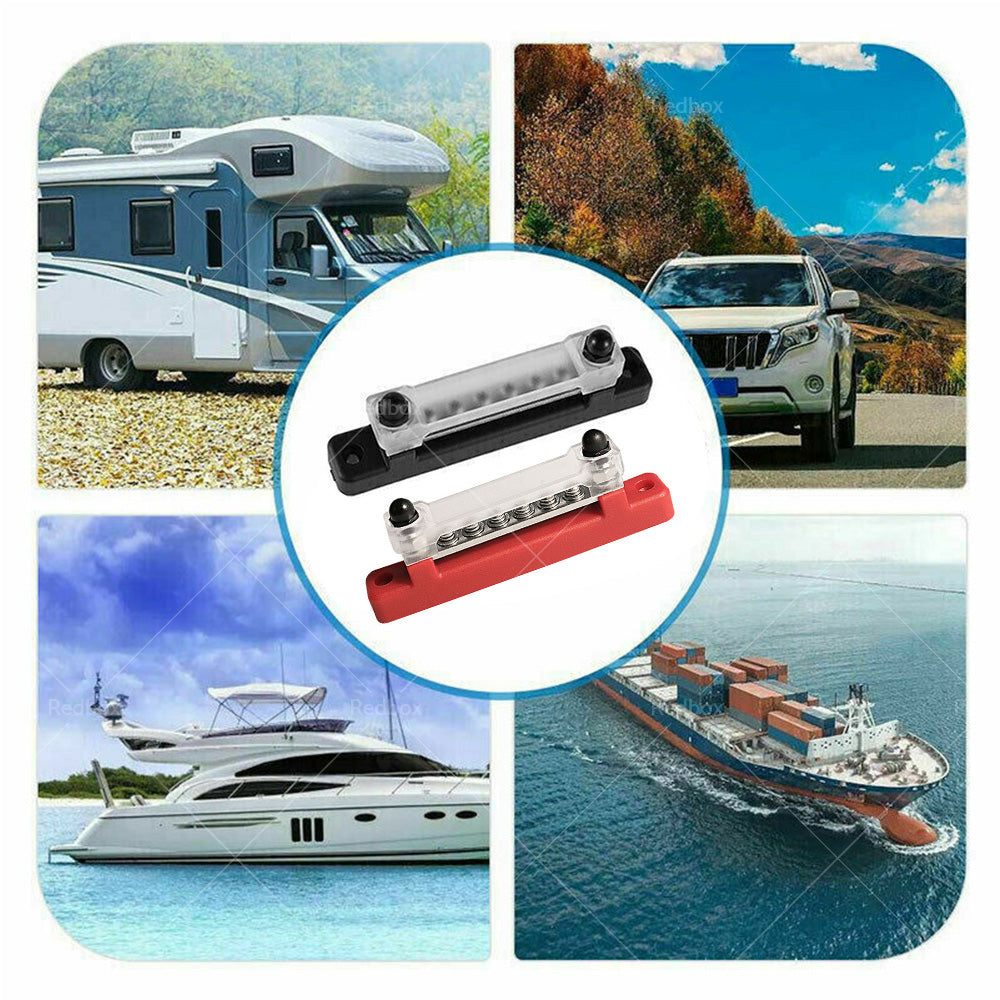 {{ 1 Red  and  1 black Bus Bar Power Distribution Terminal Block 6 Way 12V 150A Rated }} - Buy Car Parts Online at {{ Kaka Auto Parts }}.