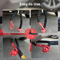 Recovery Pulley Kit Suitable For Winch Ropes 3/8 inch & 1/2 inch Soft Shackle Red & Black