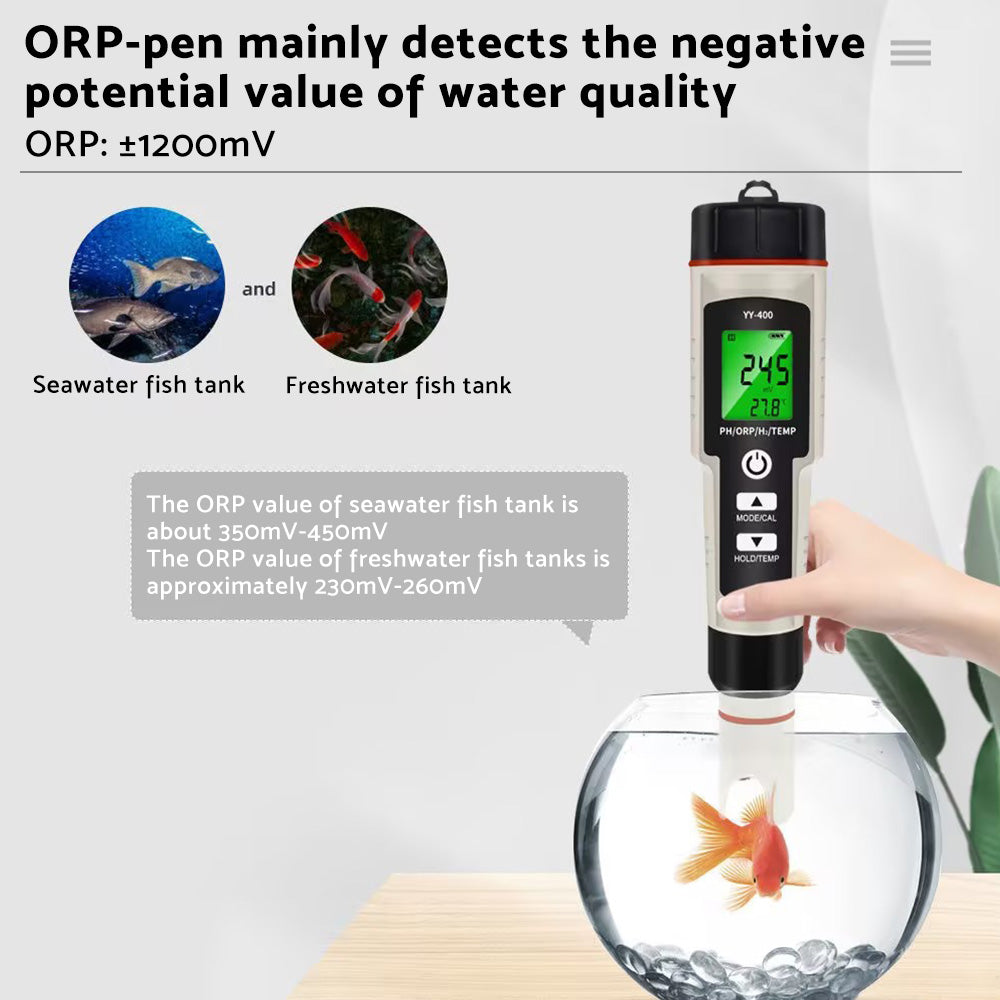 Portable 4 In 1 Hydrogen-Rich Test Pen PH ORP TEMP Water Quality Meter Tester