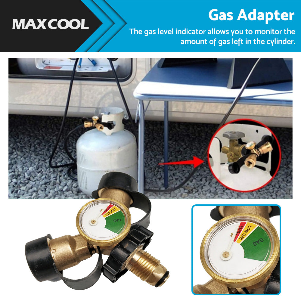 {{ LPG Bottle POL Dual Outlet Adapter  inch Y inch  Configuration with Gas Level Gauge }} - Buy Car Parts Online at {{ Kaka Auto Parts }}.