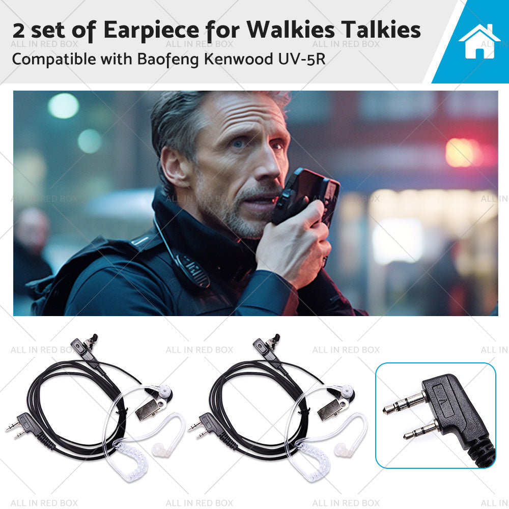 {{ 2PCS Covert Acoustic Tube Earpiece Headset Mic Suitable for Baofeng Kenwood }} - Buy Car Parts Online at {{ Kaka Auto Parts }}.