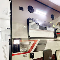 287mm Black Dual LED Bug Light 12V Awning Light with On/Off Switch Amber & White Lights