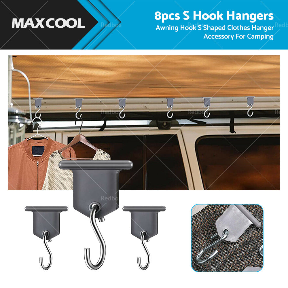 {{ 8 Pack Awing S Hook Hanger to Suit Rails Track Caravan Motorhome Stainless Steel }} - Buy Car Parts Online at {{ Kaka Auto Parts }}.