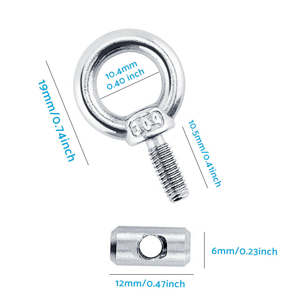 8x Awning Rail Stoppers & Track Screws Suitable For Boat / RV / Caravan Stainless Steel