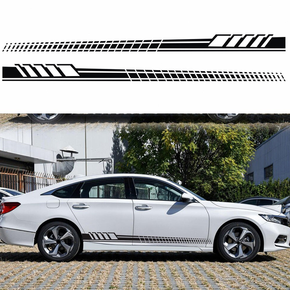 2x Car Body Stickers Long Stripe Side Skirt Decoration Decals Set