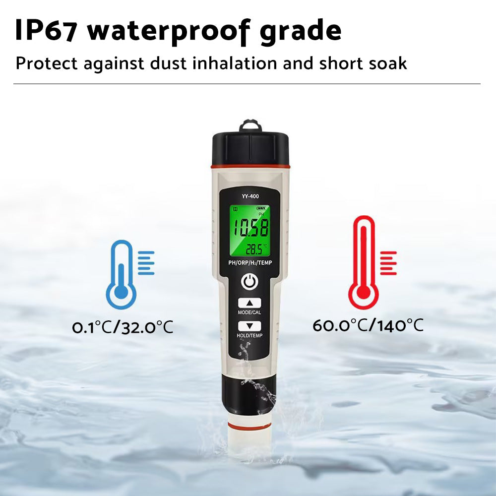 Portable 4 In 1 Hydrogen-Rich Test Pen PH ORP TEMP Water Quality Meter Tester