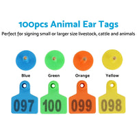 Small Plastic Livestock Ear Tags 5x4cm Numbered 100x Suitable For Sheep Cows Pigs Cattle