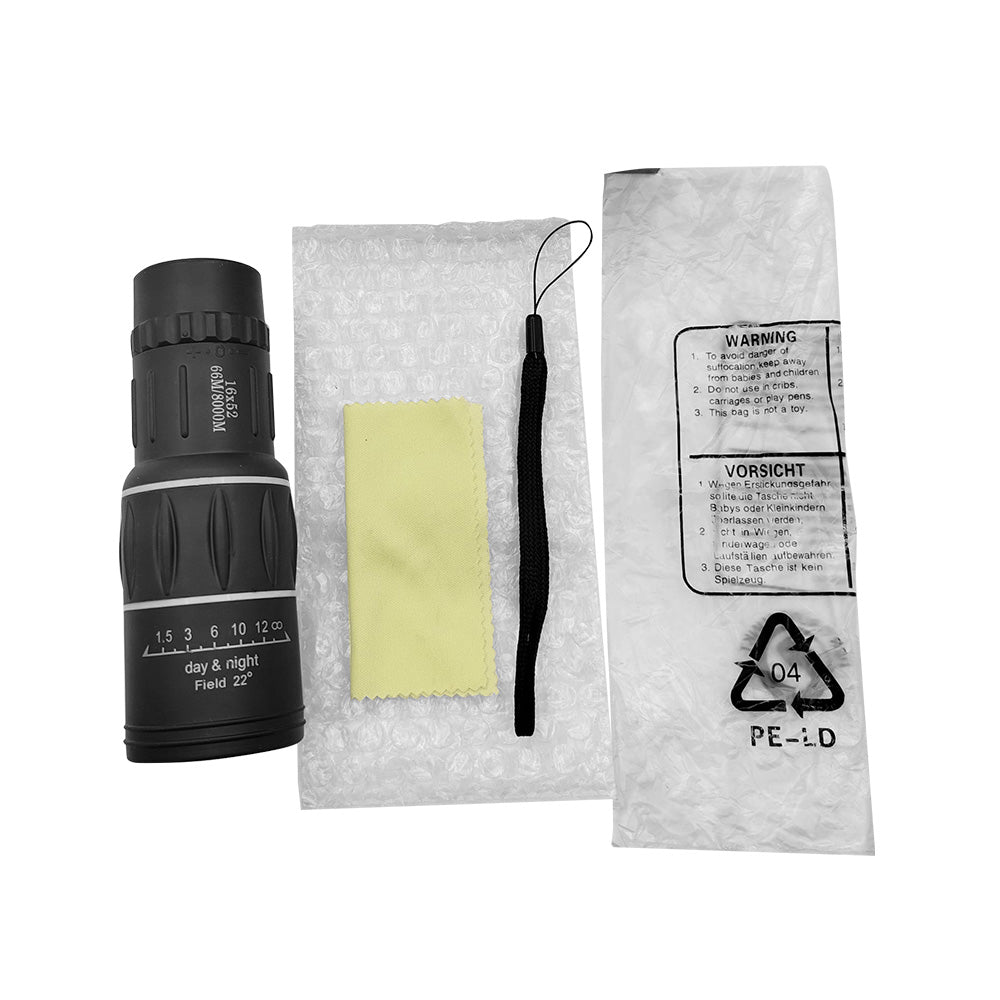 High-Powered Wide-Angle Monocular Telescope Suitable For Single-Handed Use with Night Vision