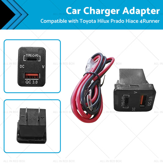 {{ TYPE C  VOLT  QC 3. 0 USB CHARGER Suitable for Toyota Hilux Prado BLUE LED 12v }} - Buy Car Parts Online at {{ Kaka Auto Parts }}.