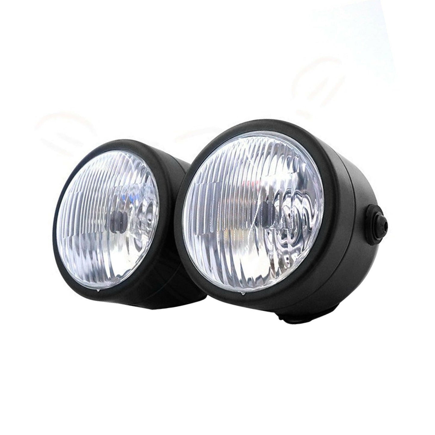Black Twin Universal Headlight Dual Lamp Suitable For Motorcycle Street Fighter