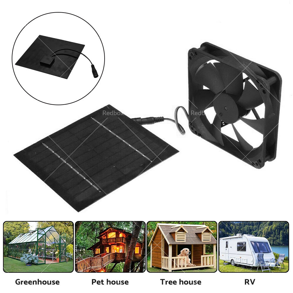 {{ 20W Solar Panel Powered Fan Mini Ventilator For Greenhouse Pet or Dog Chicken House }} - Buy Car Parts Online at {{ Kaka Auto Parts }}.