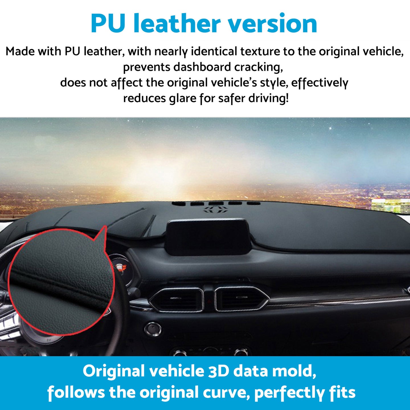 {{ Dash Mat Non-Slip Microfiber Leather Black Suitable For LDV D90 2.0L 2017-2024 }} - Buy Car Parts Online at {{ Kaka Auto Parts }}.