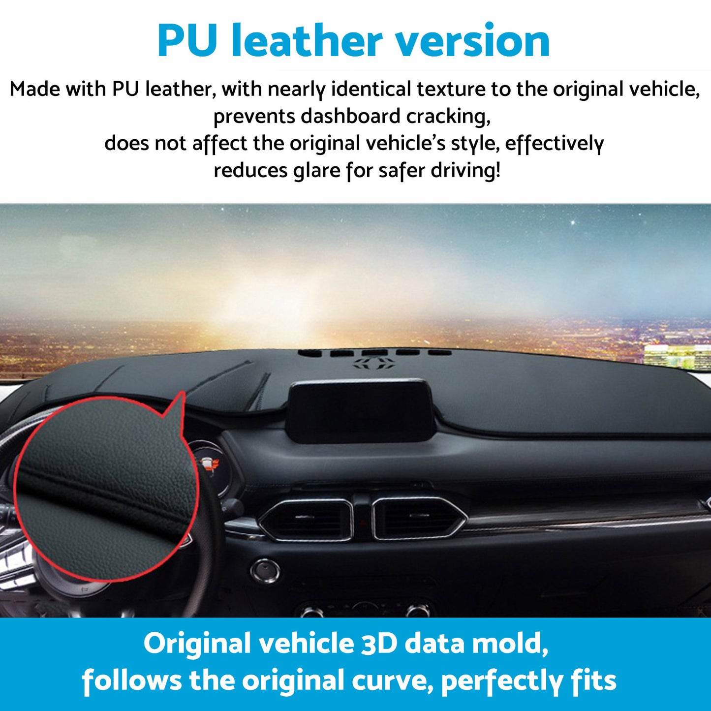 {{ Dash Mat Non-Slip Microfiber Leather Black Suitable For LDV D90 2.0L 2017-2024 }} - Buy Car Parts Online at {{ Kaka Auto Parts }}.