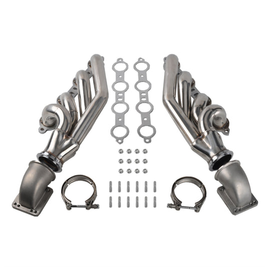 2x Turbo Exhaust Header Kit T3 T4 Suitable For Chevy LS1 LS2 LS6 LSX Camaro GTO