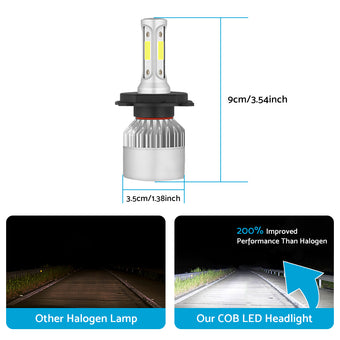 compare product HB2 9003 H4 LED Headlight Globe Kit 2x Suitable For Hi/Low Beam 9000LM Brighter White