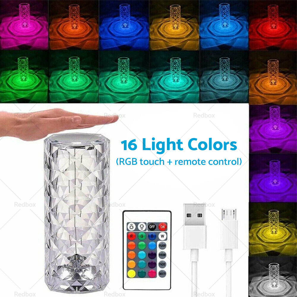 {{ Crystal Table Lamp Rose Diamond Touch Lamp with USB 3 or 16 Color Crystal LED Light }} - Buy Car Parts Online at {{ Kaka Auto Parts }}.