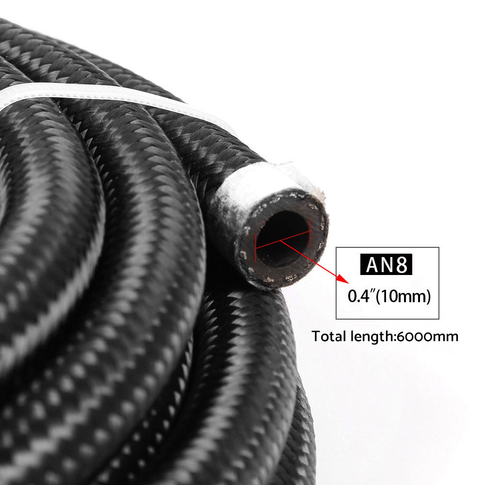 {{ 8AN E85 Stainless Steel Braided PTFE Fuel Line Hose Swivel Fittings Kit 20FT 6M }} - Buy Car Parts Online at {{ Kaka Auto Parts }}.