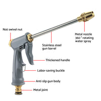 High Pressure Water Hose Nozzle Long Spray Attachment Suitable For Garden Hose & Car Wash