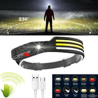 230 Angle LED Headlamp Rechargeable Super Bright Head Torch Headlight Suitable For Outdoor Use